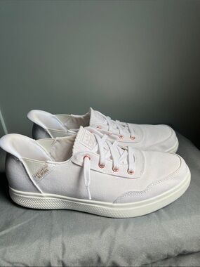 Bob’s Skechers Slip-ins Women's White Canvas Sneakers with Rose Gold Eyelets